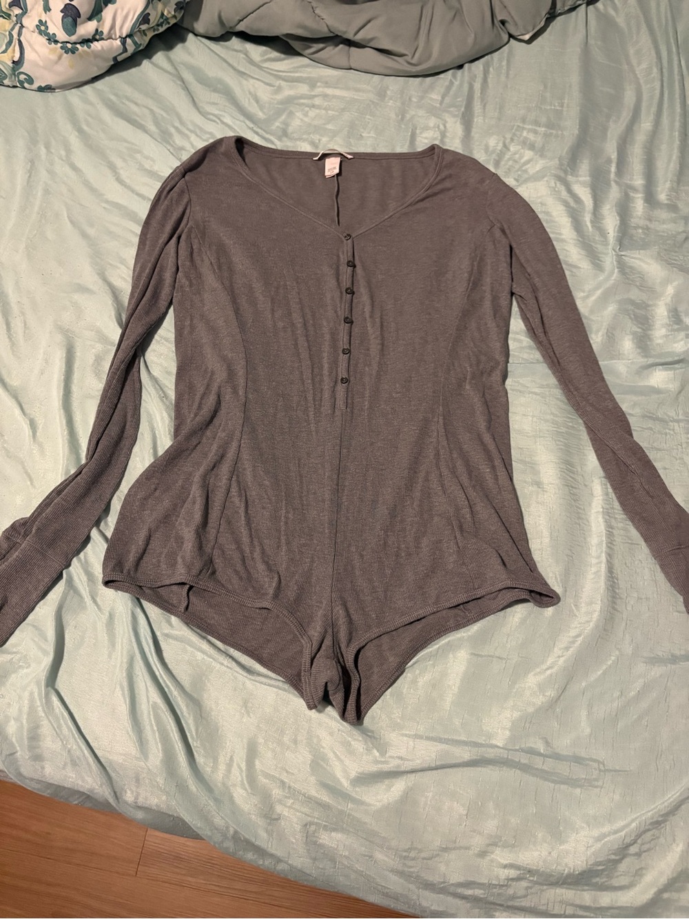 Victoria's Secret Gray Long-Sleeve Bodysuit Romper
